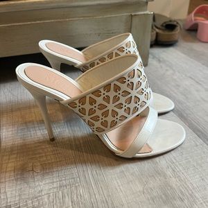 Alexander McQueen white mule heels